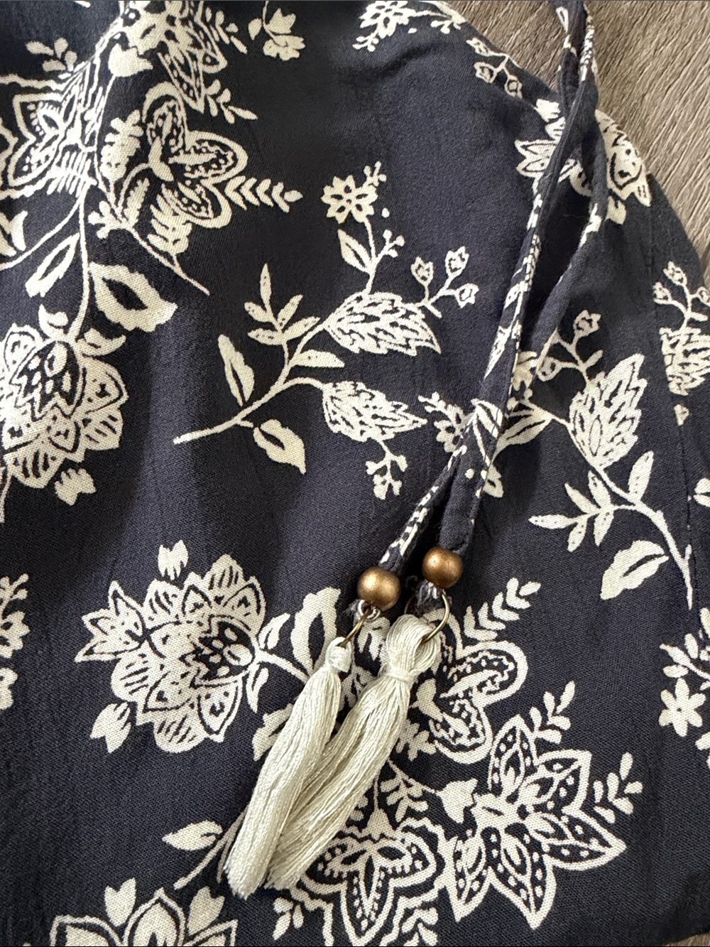Angie Grey and Cream Floral Pull-On Pants - Picture 2 of 4